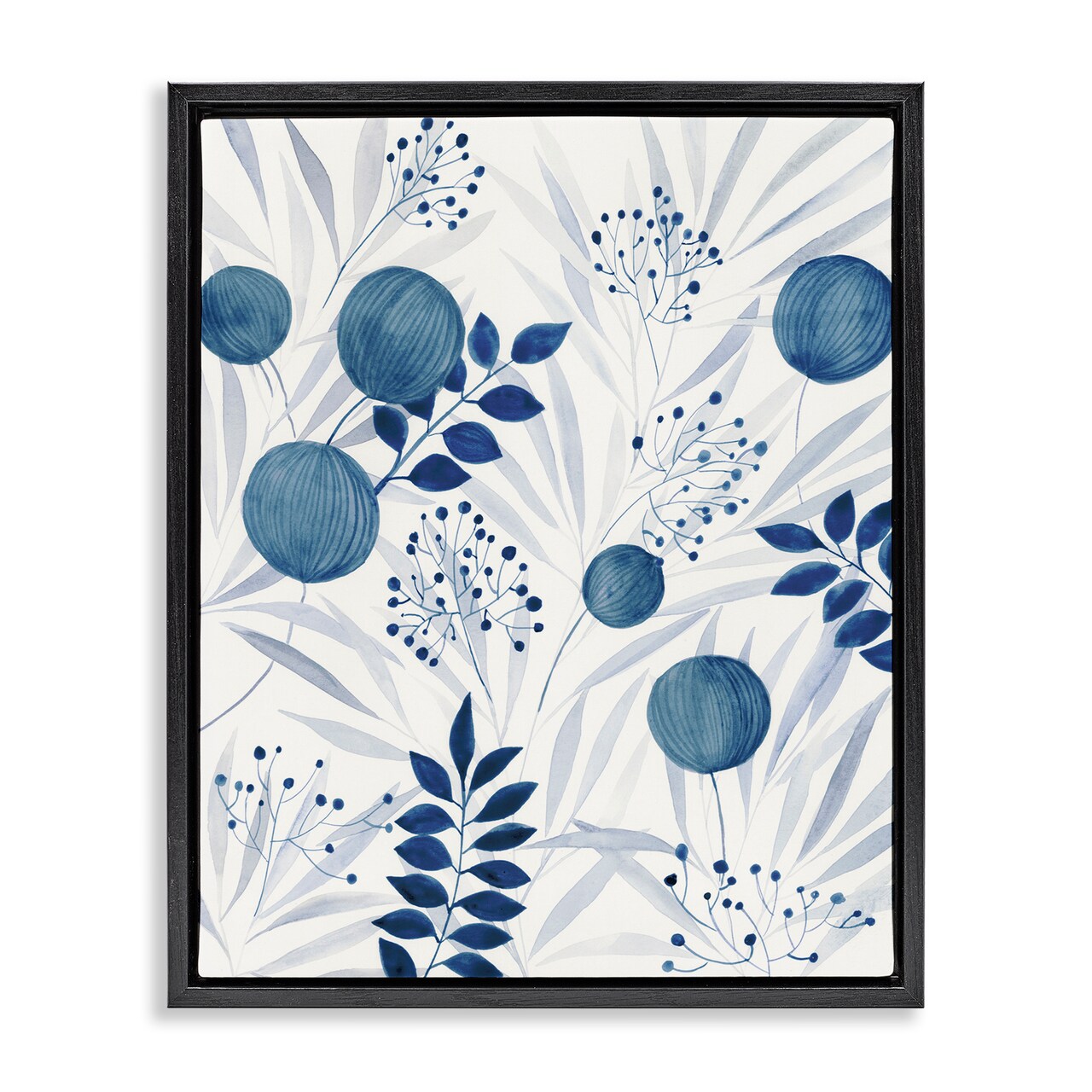 Stupell Industries Rounded Blue Plant Shapes Floating Frame By Hannah Dawson